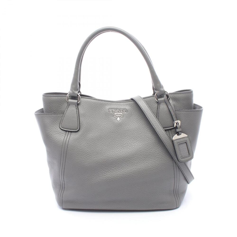 Prada Vitello Daino Tote Bag Leather Gray